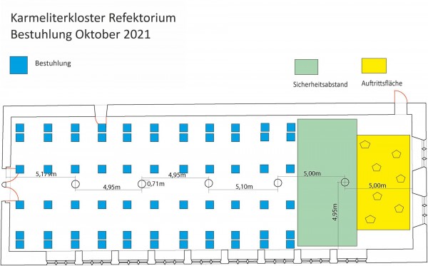 Bestuhlung Refektorium Karmeliterkloster 2021